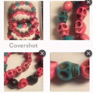3 Skeleton bone bead stretch bracelets